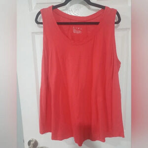 LIVI by Lane Bryant Coral Scoop Neck Tank Top in Size 22/24